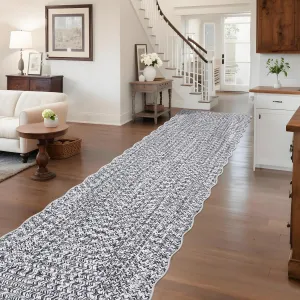 Imitation Braided Collection-Print Hallway Runners 2x10 Washable Area Rug, Farmhouse Rustic, Non Slip Backing, Soft Low Pile, Indoor Carpet Runners, Entryways, Laundry Room