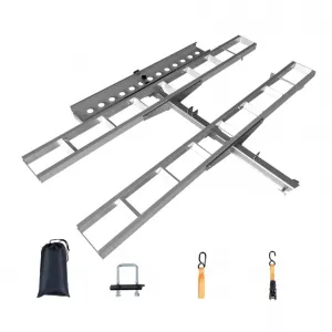 Ultra-Duty 600LB Motorcycle Hitch Carrier with Anti-Wobble System and Non-Slip Arched Ramp for Dirt Bike Transport, 2" Universal Hitch, Steel Construction