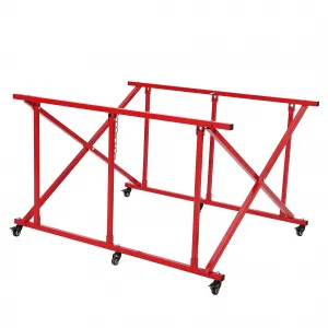 Folding Truck Bed Cart Dolly 6 Lockable Wheels 800lbs Capacity Steel Foldable Design Garage Use