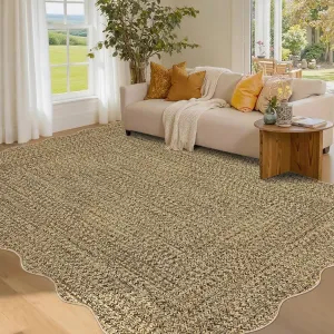 Imitation Braided Collection-Print 4x6 Bedroom Washable Area Rug Non Slip Rubber Backing Rustic Accent Rug Soft Low Pile Farmhouse
