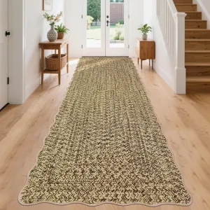 Imitation Braided Collection 2x8 Runners Non Slip Washable Kitchen Rugs Soft Low Pile Indoor Carpet Runners for Entryways Living Room