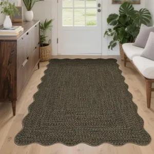 Imitation Braided Collection-Print 3x5 Entryway Rug Washable Non Slip Rubber Backing Soft Low Pile Rustic Accent Rug Farmhouse