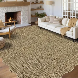 Imitation Braided Collection-Print 10x13 Area Rug Large Washable Non-Slip Stain Resistant Thin Foldable Carpet for Living Room Bedroom Dining Room Classroom