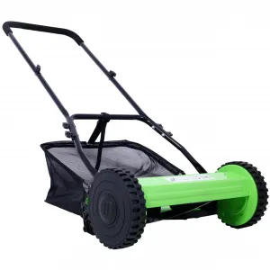 Precision Cutting Manual Reel Lawn Mower, 14-Inch, 5-Blade - Adjustable Height, Removable Collector, Dual Wheel, Ideal for Small Lawns, Walk-Behind Grass Trimmer
