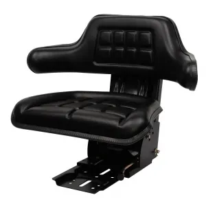 Universal Forklift Seat Wrap Around Adjustable Tractor Suspension Seat with Micro Switch for Ford Massey Ferguson, 50-120kg Support, Black