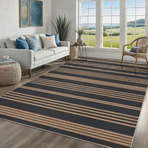 9x12 Modern Home Decor Area Rug Non Slip Stain Resistant Black Coffee Mat for Kitchen and Living Room