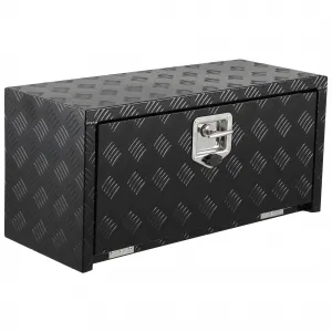 30 Inch Heavy Duty Aluminum Tool Underbody Box Waterproof Truck Storage Organizer Chest for Pick Up Truck Bed RV Trailer Black
