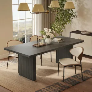 70.9" Modern Dining Table with Hidden Storage and Fluted Legs for 6-10 People, Dark Grey