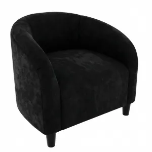 Accent Chair Club Chair Cozy Armrest Upholstered Velvet Barrel Chair with Solid Legs for Living Room Bedroom Study Waiting Room, Black