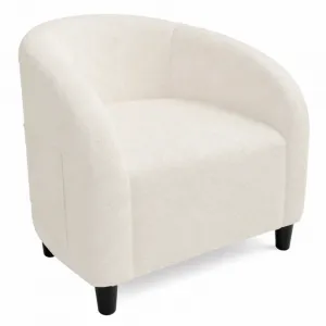 Accent Barrel Chair Boucle Club Chair with Sherpa Upholstery, Ergonomic Support, Durable Plastic Legs, Easy Assembly, for Living Room Bedroom, Beige