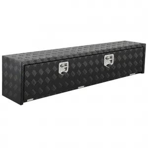 60"X18" Heavy Duty Aluminum Tool Underbody Box Waterproof Truck Storage Organizer Chest for Pick Up Truck Bed RV Trailer Black