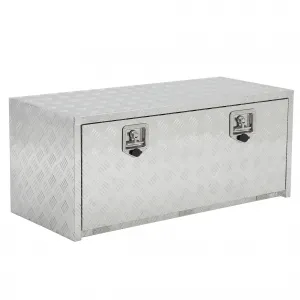36"X18" Heavy Duty Aluminum Tool Underbody Box, Waterproof Truck Storage Organizer Chest for Pick Up Truck Bed, RV Trailer, Silver