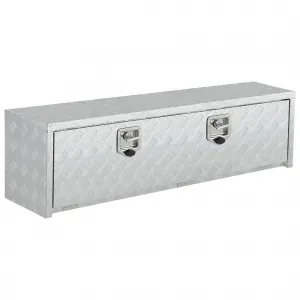 48"X18" Heavy Duty Aluminum Tool Underbody Box, Waterproof Truck Storage Organizer for Pick Up Truck Bed, Rv Trailer, Silver