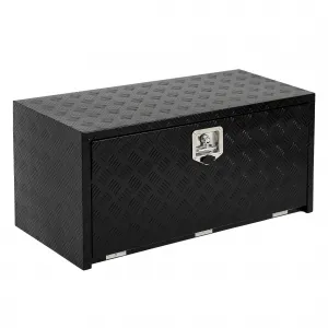 30"X18" Heavy Duty Aluminum Underbody Tool Box, Waterproof Square Storage Chest for Pickup Truck Bed, RV Trailer, Black