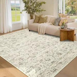Washable Rug 5x7 Area Rugs Vintage Non Slip Soft Beige for Living Room Bedroom Dining Room Nursery