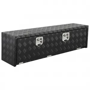 48"X18" Heavy Duty Aluminum Tool Underbody Box, Waterproof Truck Storage Organizer Chest for Pick Up Truck Bed, RV Trailer, Black