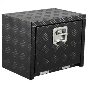 18 Inch Heavy Duty Aluminum Tool Underbody Box, Waterproof Truck Storage Organizer Chest for Pick Up Truck Bed, RV Trailer, Black