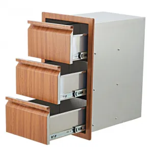 14" W x 24" H x 18" D Outdoor Kitchen Drawers Stainless Steel Flush Mount Triple Blue-Grey Drawers for Patio Grill Station