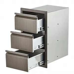Outdoor Kitchen Drawers 14" W x 24" H x 18" D Stainless Steel Triple Golden Drawers for Patio Grill Station