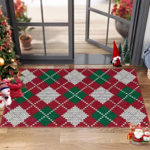Christmas Plaid Rug Soft Plush Machine Washable Durable Indoor Entryway Kitchen Mat 3x5ft