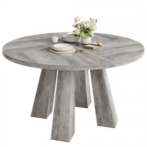 Farmhouse 47" Wood Round Dining Room Table with Sturdy Base Suitable for 4-6 Peaple, Grey