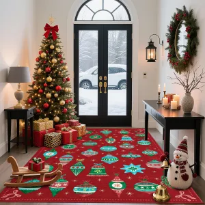 Christmas Area Rug 5x7 Washable Soft Nursery Rugs Non-Slip Stain Resistant Indoor Carpet Red Green Holiday Decor