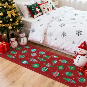 Christmas Room Decor Printed Area Rugs for Bedroom & Living Room, 2x6, Red - Soft Low Pile, Non Slip, Machine Washable Holiday Carpet