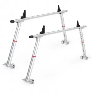 Adjustable Aluminum Truck Rack 35.4–71", 800 lbs Capacity Two-Bar Ladder Rack with 8 No-Drill C-Clamps, Heavy-Duty Pickup Bed Support for Kayak, Surfboard, Lumber & Ladders - Silver