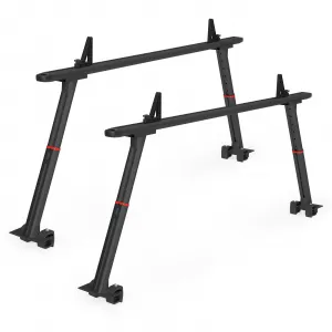 Adjustable Aluminum Truck Rack 35.4–71", 800 lbs Capacity Two-Bar Ladder Rack with 8 No-Drill C-Clamps, Heavy-Duty Pickup Bed Support for Kayak, Surfboard, Lumber & Ladders - Black