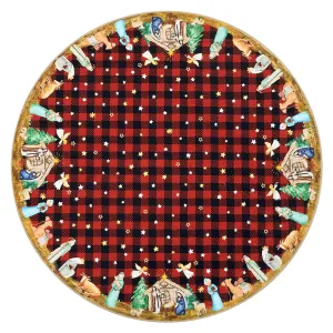 Christmas Red 3 Ft Round Non-Slip Machine Washable Rug for High Traffic Areas, Living Room, Bedroom, Entryway & Pet Friendly