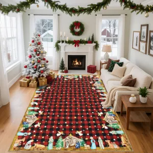 Christmas Red 6x9 Non-Slip Machine Washable Rug for High Traffic Areas, Living Room, Bedroom, Entryway & Pet Friendly