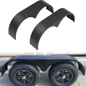 Double Axle Trailer Fenders for 13-15" Wheels, Heavy Duty Plate Steel, Electrophoretic Coating, Weldable, Fits Enclosed & Teardrop Trailers