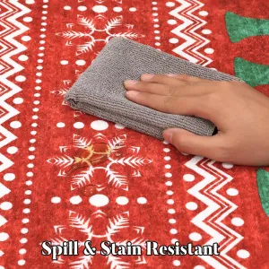 Bohemian Christmas Rug Machine Washable Indoor Holiday Mat Skin-Friendly Soft Pet & Baby Safe Xmas Decor