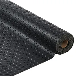7.8x22 FT Garage Floor Mat, 2.8mm Thickened Diamond Plate PVC, Non-Slip Waterproof Garage Car Parking Mat for Compact SUVs, Sports Car, Large Size, Black