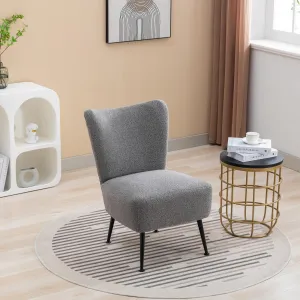 Living Room Chairs Armless Accent Chair With Rubber Wooden Legs Modern Upholstered Corner Side Chair Gray