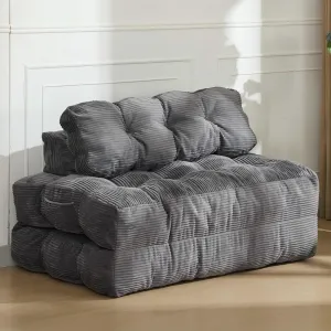 Folding Sofa Bed, 3-in-1 Convertible Sleeper Chair with Pillow, Double Futon Couch Bed with Back Support, Portable Fold Out Chair Bed Comfy Floor Sofa Lounge for Living Room Bedroom, Gray