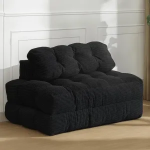 Folding Sofa Bed, 3-in-1 Convertible Sleeper Chair with Pillow, Double Futon Couch Bed with Back Support, Double-Size Compact for Dorms & Small Spaces, Black