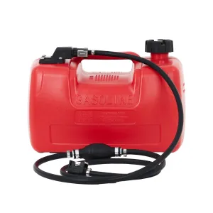 3-Gallon/12L Portable Marine Fuel Tank, Easy-to-Carry Replacement Tank with Line, I-Shaped Handle for Boats, Kayaks, and Outboard Engines, Red