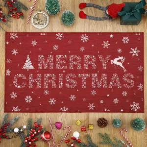 Christmas Door Mat - Non-Slip Durable Welcome Mat for Front Door, Outdoor/Indoor, 20" x 32", Red Christmas