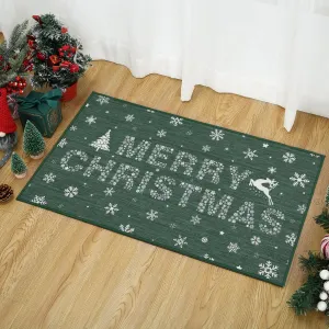 Christmas Door Mat Non-Slip Durable Welcome Mat for Outdoor Indoor Entrance, 20"x32", Green Christmas