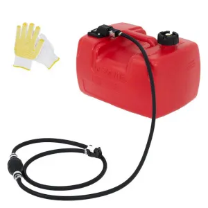 3 Gallon Portable Boat Fuel Gas Tank, 12L Marine Tank with Line and Connector, I-Shaped Handle, Compatible with Boats, Kayaks & Outboard Engines, Compact Design, Durable HDPE Material