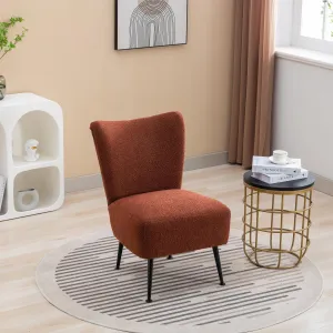 Armless Accent Chair With Rubber Wooden Legs Modern Upholstered Corner Side Chair For Living Room Bedroom Office Hotel Burnt Orange