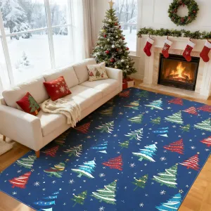 Christmas Tree Area Rug, Washable, Non-Slip, Decorative Floor Carpet for Bedroom, Living Room