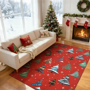 Christmas Tree 6x9 Area Rug, Washable, Non-Slip, Decorative Floor Carpet for Bedroom, Living Room