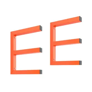 Heavy Duty Steel Lumber Storage Rack Set – 3-Tier Wall Mounted Organizer Shelf – 600LBS Total Capacity – Space Saving for Garage, Rack, Workshop – Easy Installation – Orange – 2 Pack