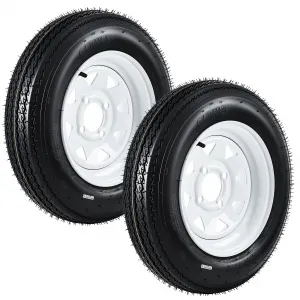 4.80-12 Trailer Tire and Wheel Assembly, Heavy-Duty Load Range C 6PR, 12 Inch White Modular Wheel for Utility Boat Camper Trailers, Set of 2