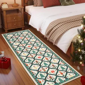 Christmas Nutcracker Runner Rug 2x6 Non-Slip Washable Polyester Soft Stain-Resistant Kitchen Entryway Accent