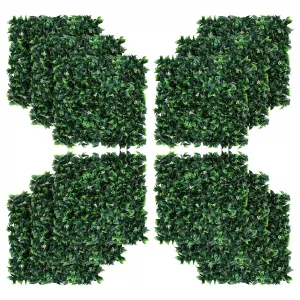 Artificial Grass Wall Panels 20"x20", 12 Pcs Hedge Panels with 50 Zip Ties, Sun Proected Privacy Fence Screen Fake Greenery Backdrop for Outdoor Indoor Garden Birthday Wedding Decor