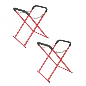 36"x31"x41" Portable Workbench - Folding Heavy-Duty Automotive Fender Bumper Stand with Adjustable Padded Support, Powder-Coated Black, 2 Pack