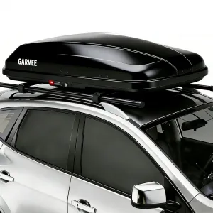 62 Inch Rooftop Cargo Box Carrier Hard Shell Roof Rack Cargo Carrier for Cars and SUVs 14 Cubic Ft Waterproof Black Dual Side Opening